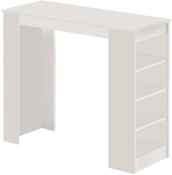 NORDVÄRK ST1 Mesa de bar, con 3 estantes - melamina blanca (120x51,6)