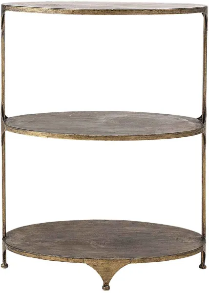 CREATIVE COLLECTION Mesa de bar – metal color latón, con 2 estantes, ovalada
