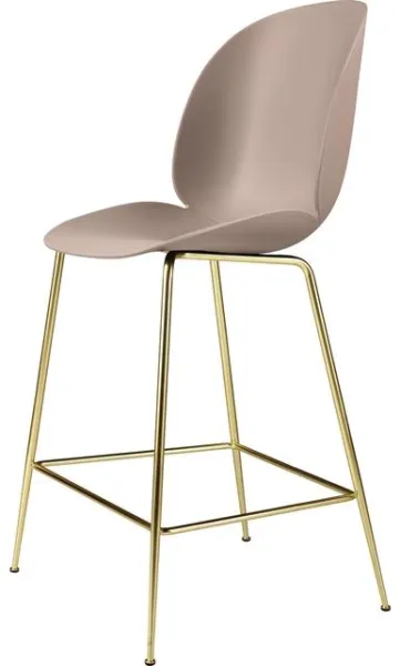 GUBI Beetle Taburete de Bar H65 Base Cónica Latón Semimate/Dulce Rosa