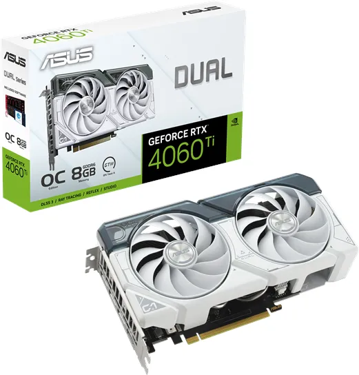 ASUS GeForce RTX 4060 Ti DUAL OC White - 8GB GDDR6 RAM - Tarjeta gráfica