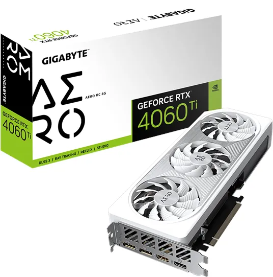 GIGABYTE GeForce RTX 4060 Ti AERO OC - 8GB GDDR6 RAM - Tarjeta gráfica