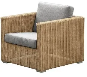 Sillón lounge Cane-Line Chester, Natural, cojín en gris claro