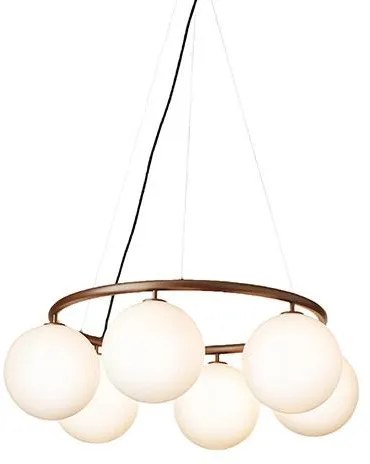 Nuura Miira 6 Circular Lámpara de araña Bronce oscuro/Blanco opalino