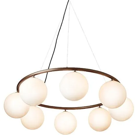 Nuura Miira 8 Circular Lámpara de araña Bronce oscuro/Blanco opal