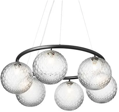 Nuura Miira 6 Circular Lámpara de araña Rock Grey/Óptico Claro