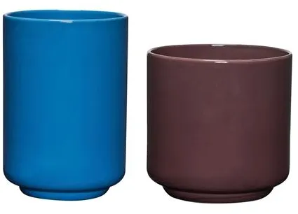 Hübsch Deux Potte Juego de 2 Marrón rojizo/Azul