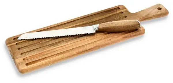 HOLM Tabla de cortar con cuchillo de pan - Acero inoxidable/Acacia