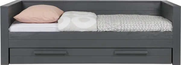 Dennis, Sofá cama, gris oscuro, H73x101x219 cm, pino